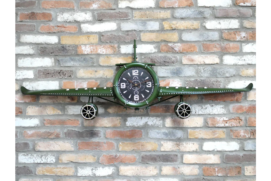 Aeroplane Wall Clock Green