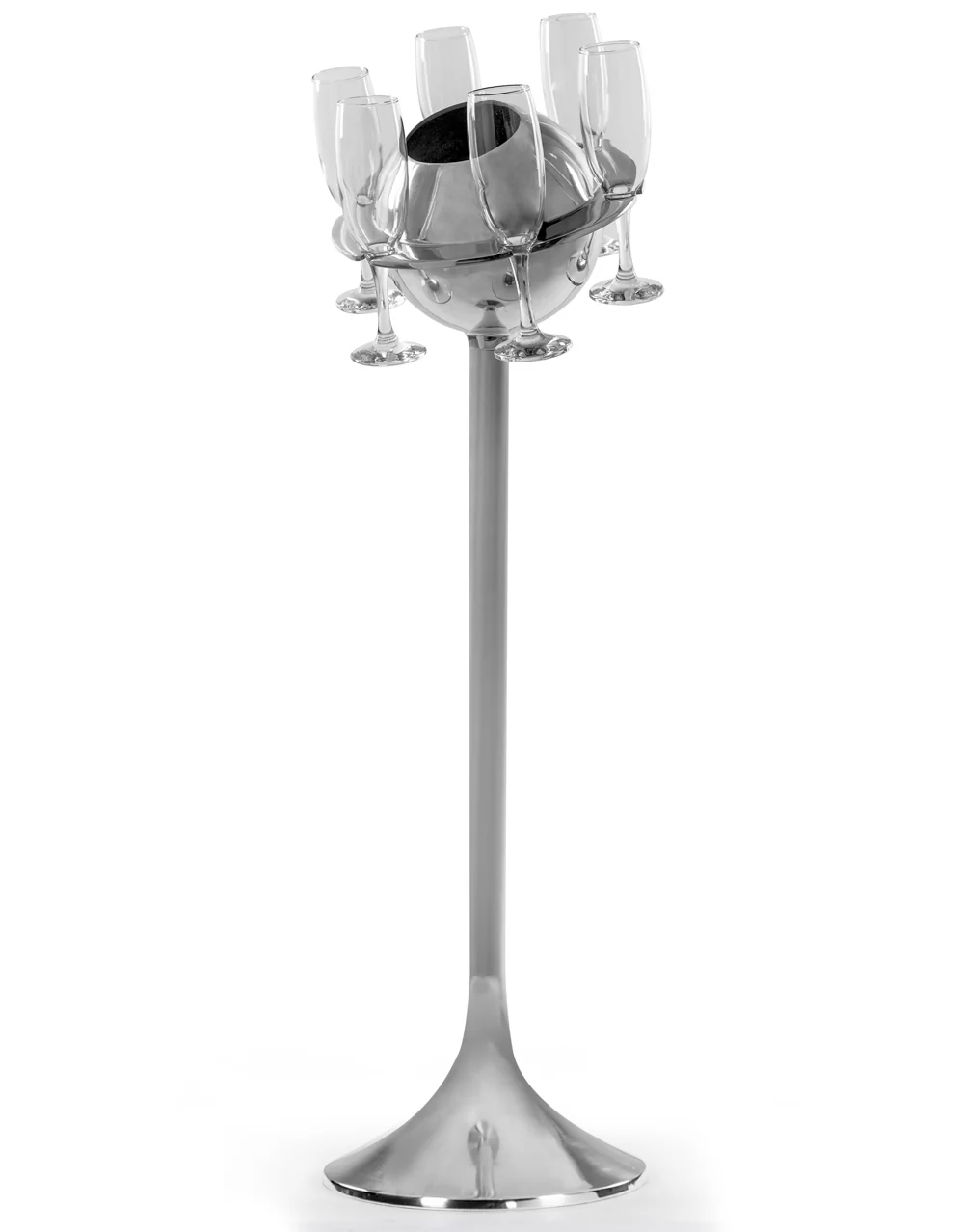 aluminium floor Standing Saturn Ice Bucket with Glasses