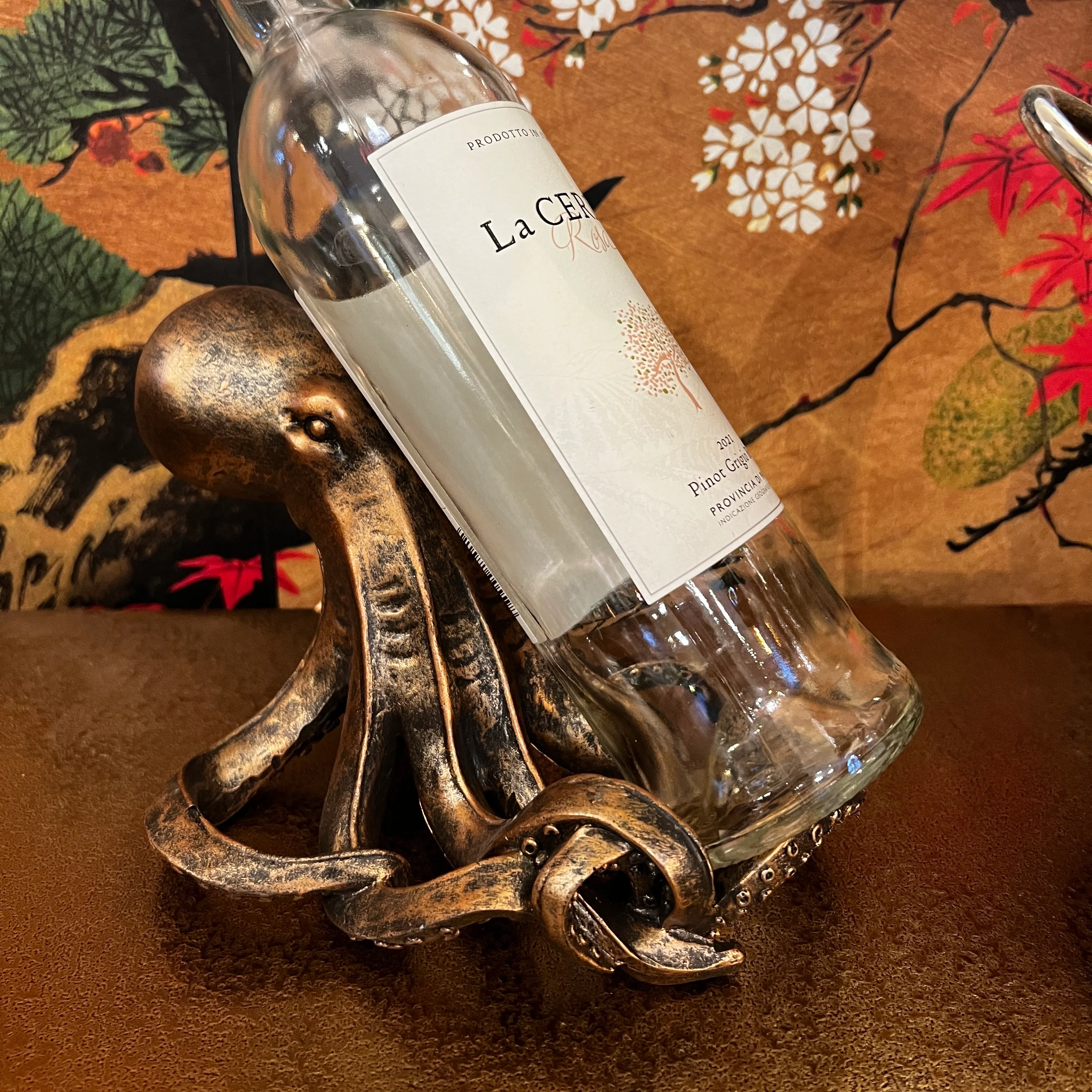 Antique Bronze Octopus Wine Bottle Holder - Image 2