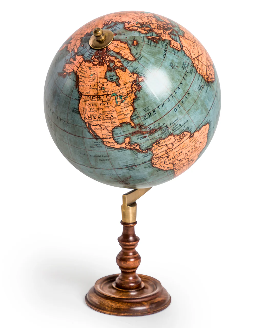 Antique Globe on Wooden Stand Ornament