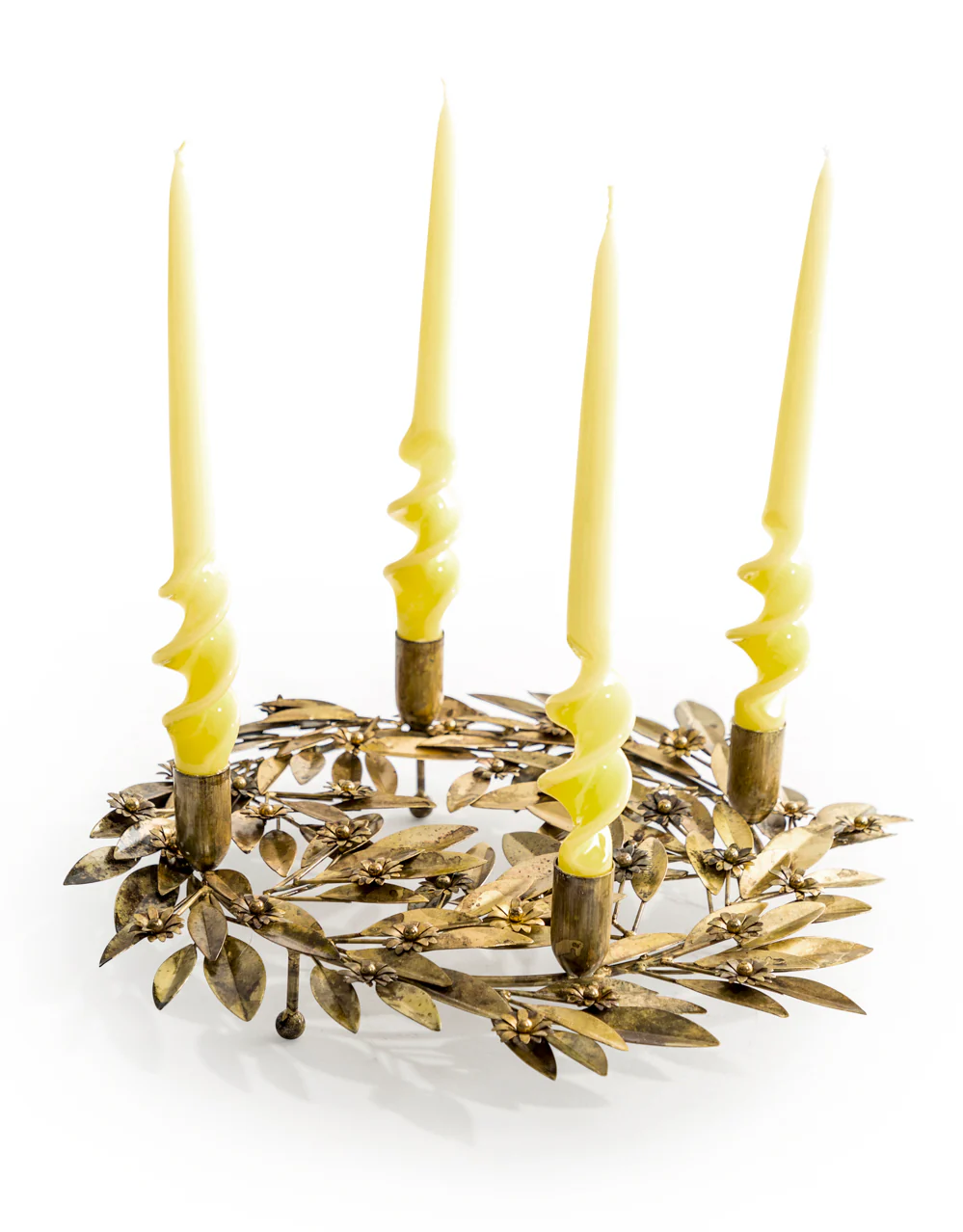 Antique Gold Wreath Candle Holder - Image 2