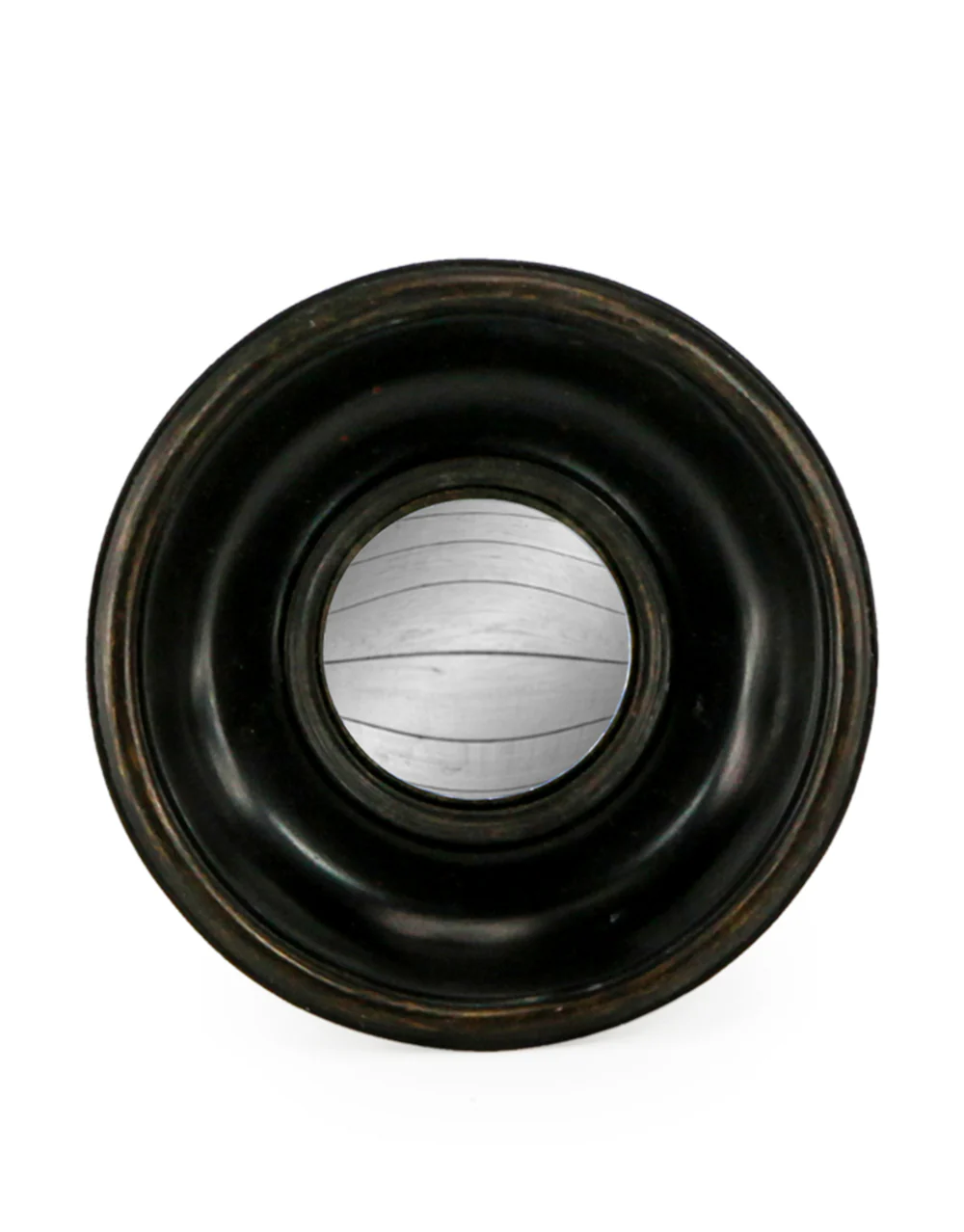 Antiqued Black Deep Framed Extra Small Convex Mirror