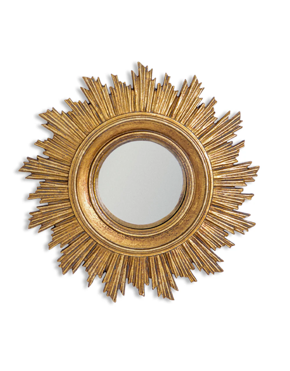 Ornate Antiqued Gold Framed Small Convex Mirror - Image 2