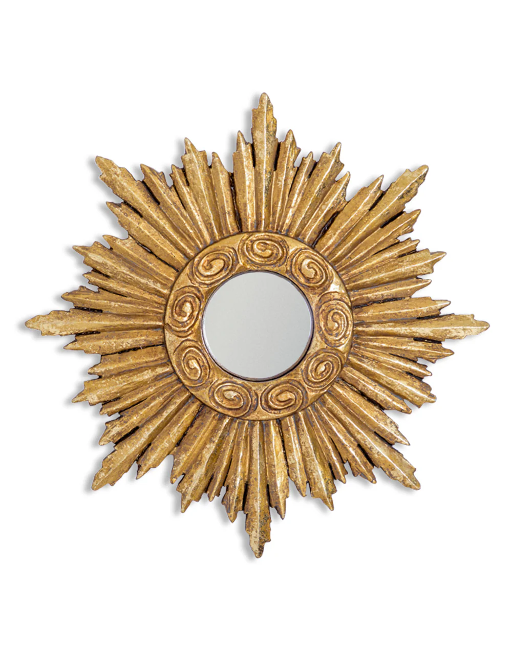 Ornate Antiqued Gold Ornate Framed Small Convex Mirror - Image 2