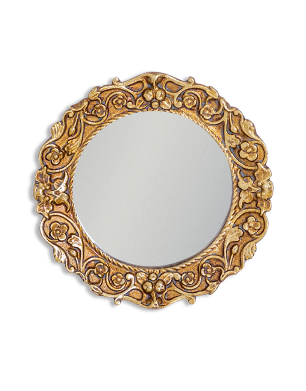 Ornate Antiqued Gold Framed Small Mirror - Image 2