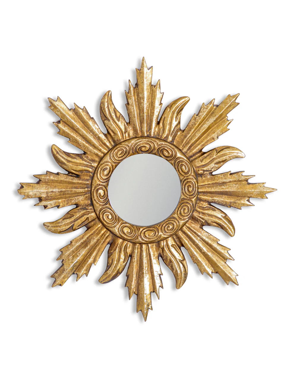 Ornate Gold Framed Sun convex Small Mirror - Image 2