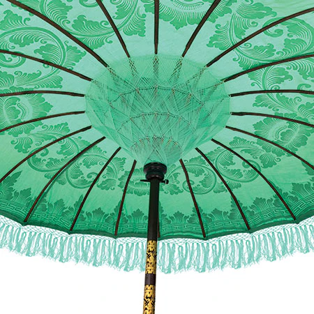 Bali Sun Parasol - Large Mint with Green or Pink Tassels - Image 4