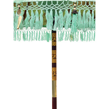 Bali Sun Parasol - Large Mint with Green or Pink Tassels - Image 5