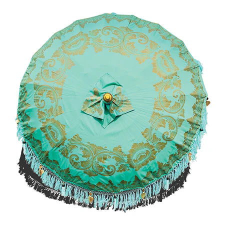 Bali Sun Parasol - Large Mint with Green or Pink Tassels - Image 6