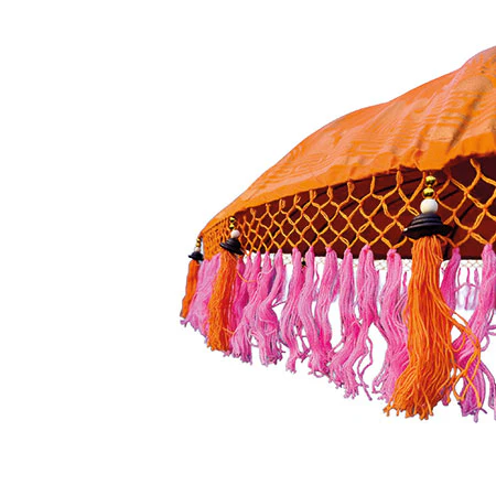 Bali Sun Parasol - Large Orange / Gold with orange or Pink Tassles - Image 5