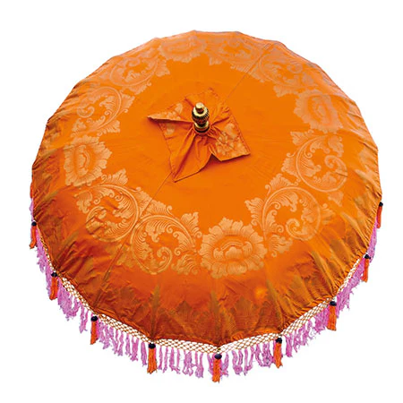Bali Sun Parasol - Large Orange / Gold with orange or Pink Tassles - Image 6