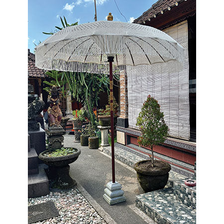 Bali White Macrame Sun Parasol - Image 3
