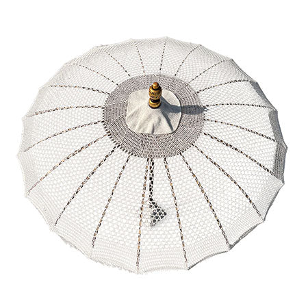 Bali White Macrame Sun Parasol - Image 4