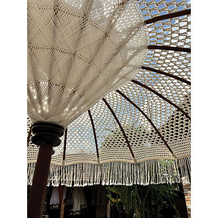 Bali White Macrame Sun Parasol - Image 8