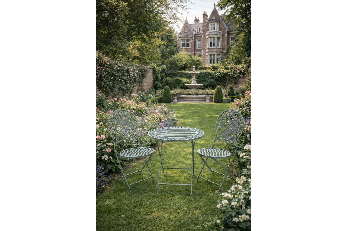 Bistro Set - Antiqued Green/Blue Finish