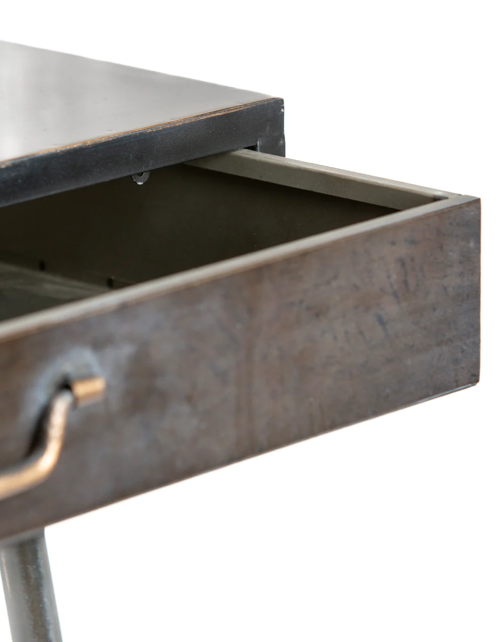 Black and Antique Gold "Orwell" Desk with Concealed Vanity Mirror - Image 5
