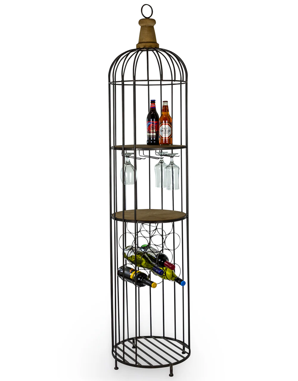Black Metal and Wood Bar Storage Unit - Image 2