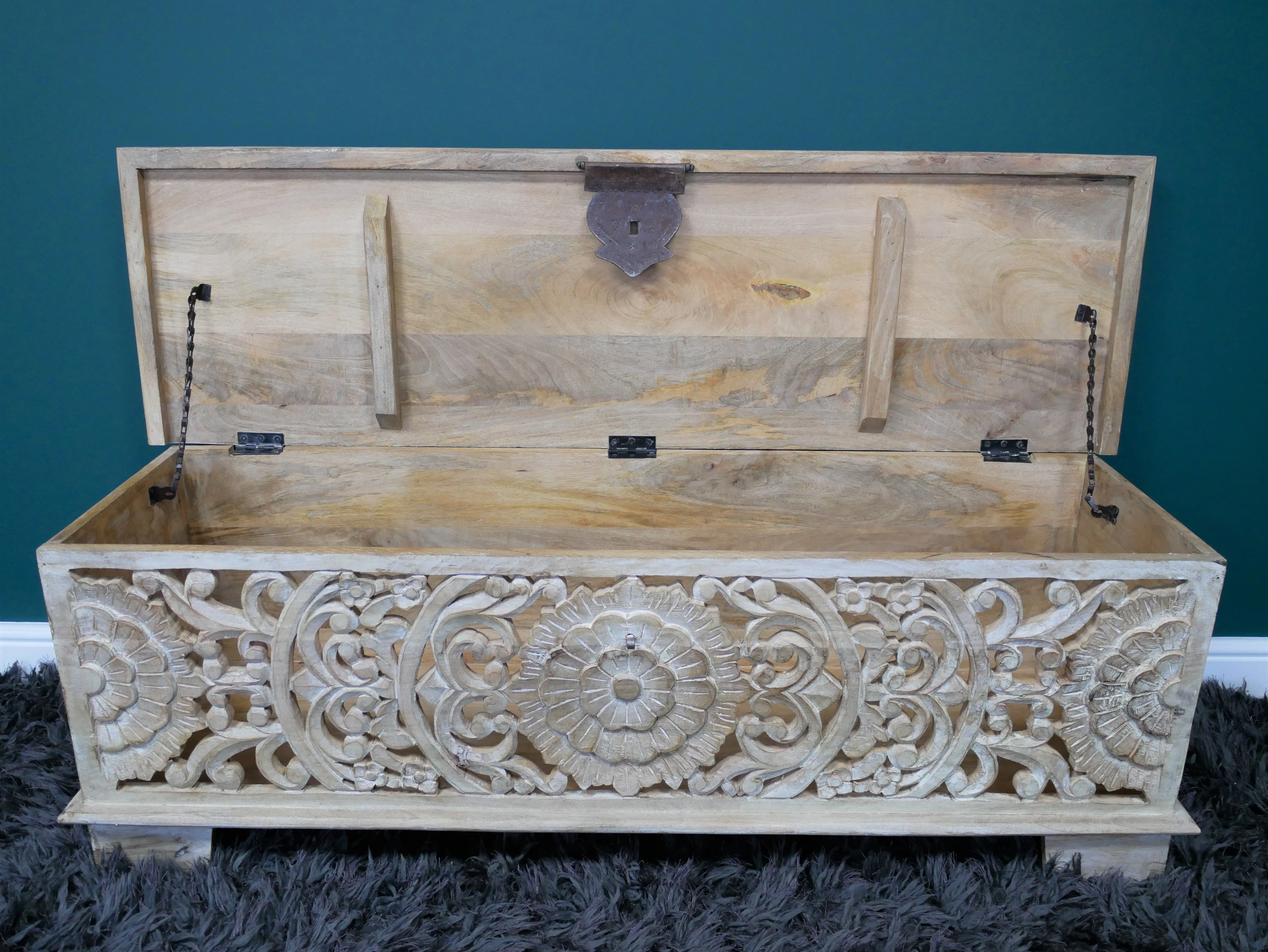 Carved Storage Bench - Image 4