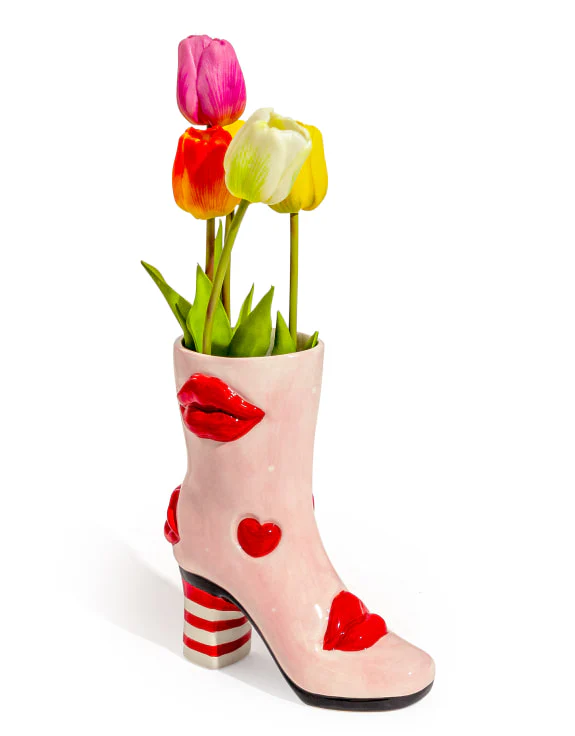 Ceramic Boot Vase - Heart & Lips - Image 2