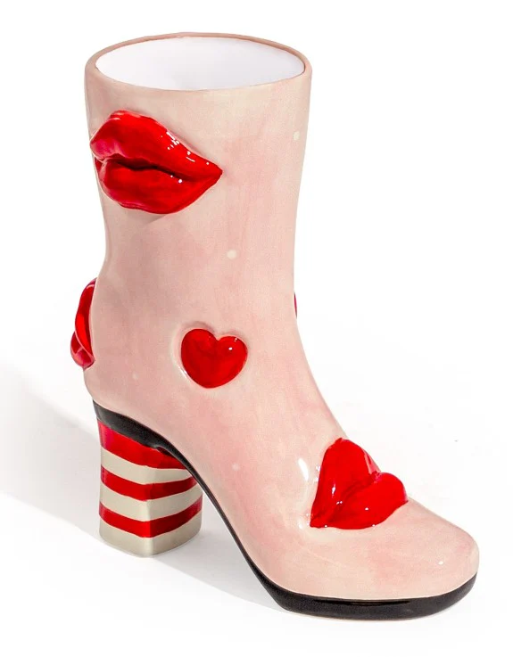 Ceramic Boot Vase - Heart & Lips - Image 3