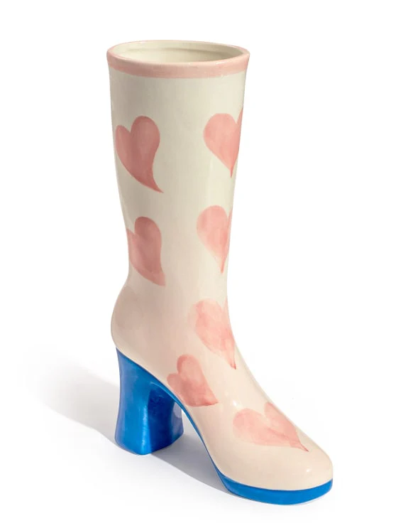 Ceramic Boot Vase - Hearts - Image 2