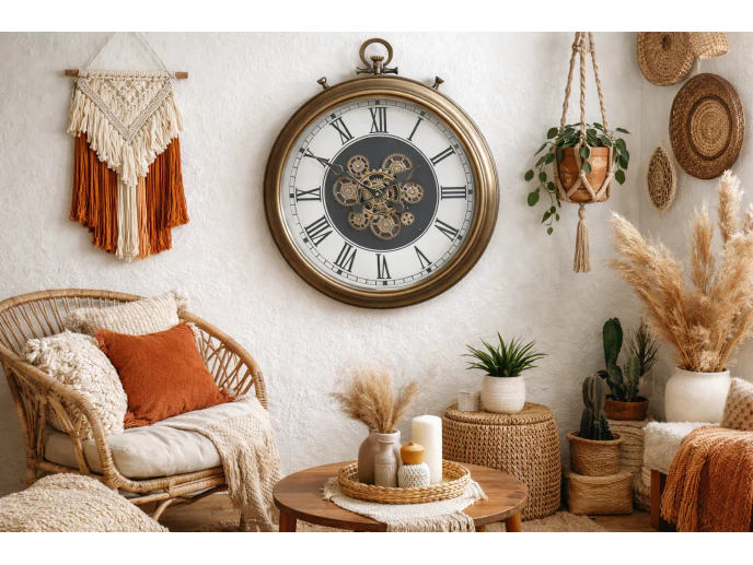 Clock with moving cog parts