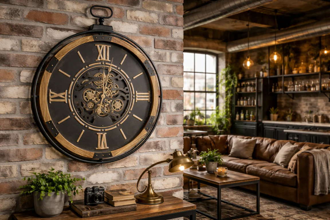Clock With Moving Cogs Large