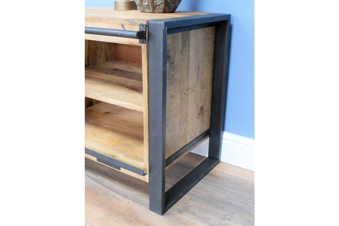 Industrial TV Cabinet With Sliding Doors - - Image 5