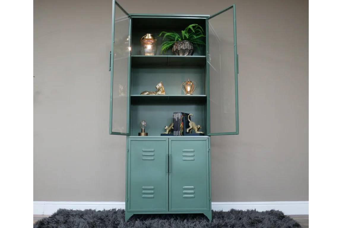 Display Cabinet Glass & Metal Green - Image 2