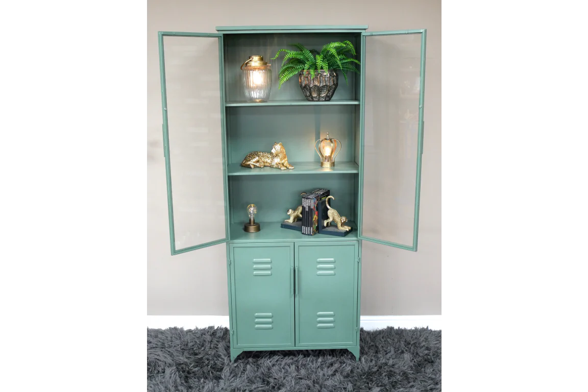 Display Cabinet Glass & Metal Green - Image 3