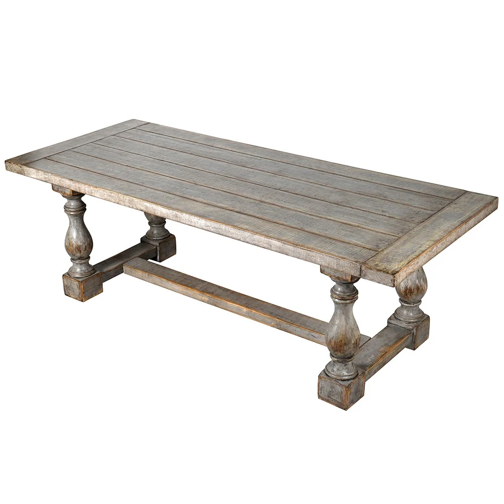 Distressed Grey Pine Dining Table - Image 2