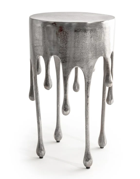 Drip Raw Nickel Round Aluminium Side Table - Image 2
