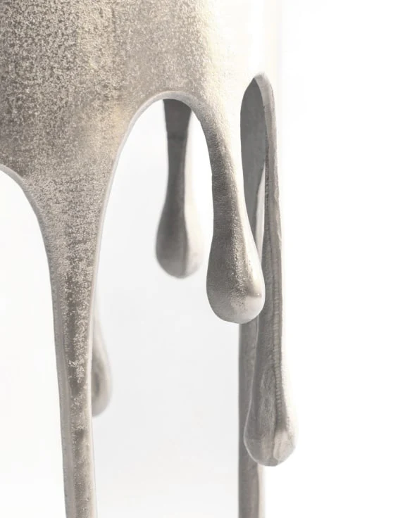 Drip Raw Nickel Round Aluminium Side Table - Image 3