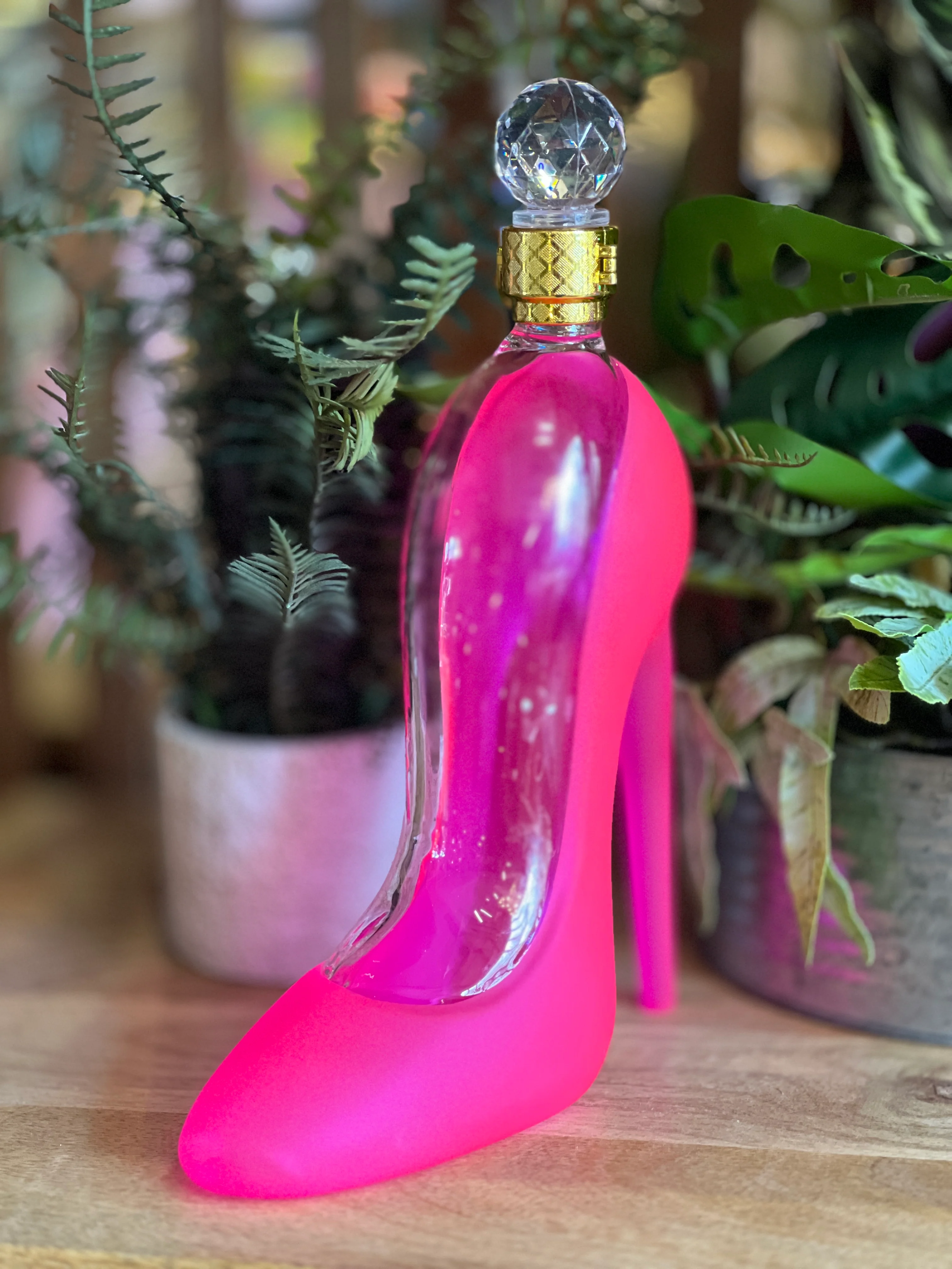 Pink Glass Shoe Decanter - Image 2
