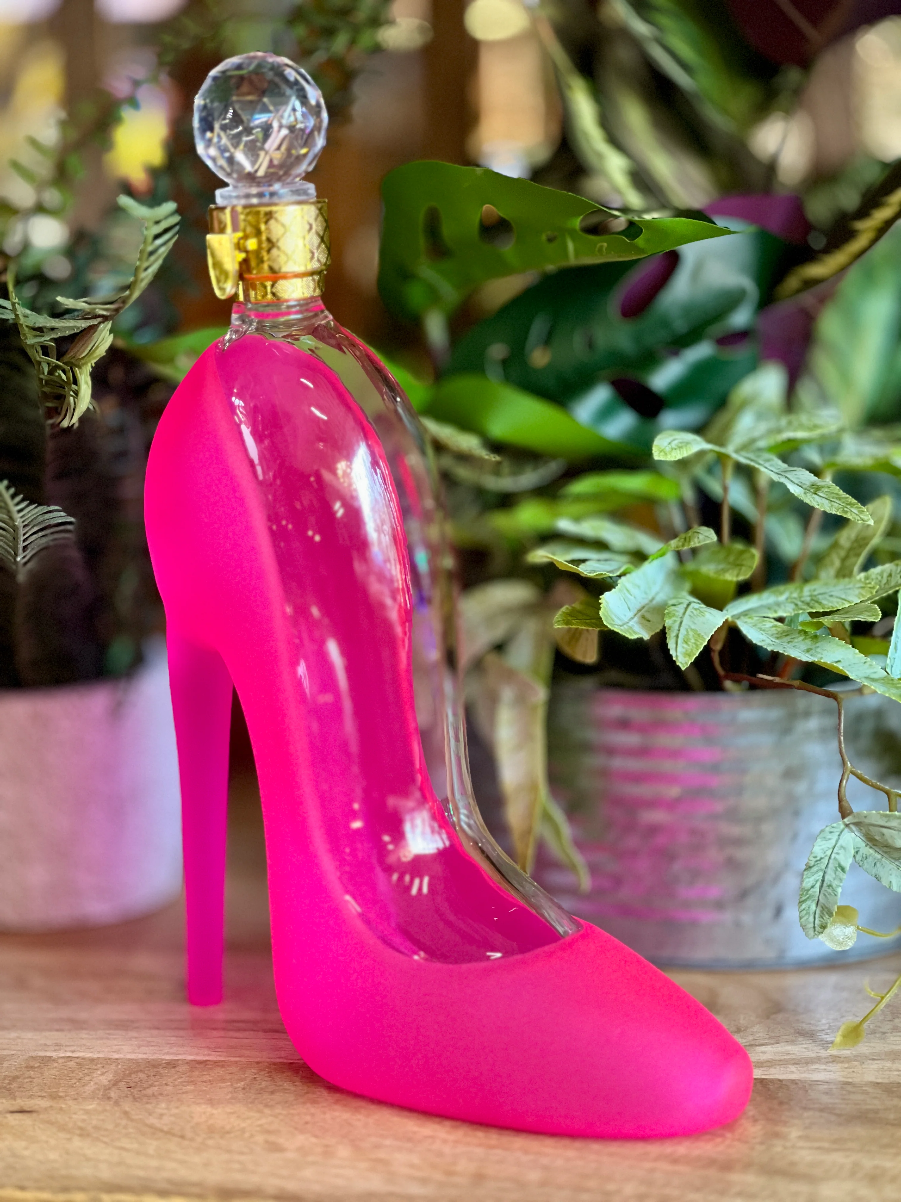 Pink Glass Shoe Decanter - Image 3