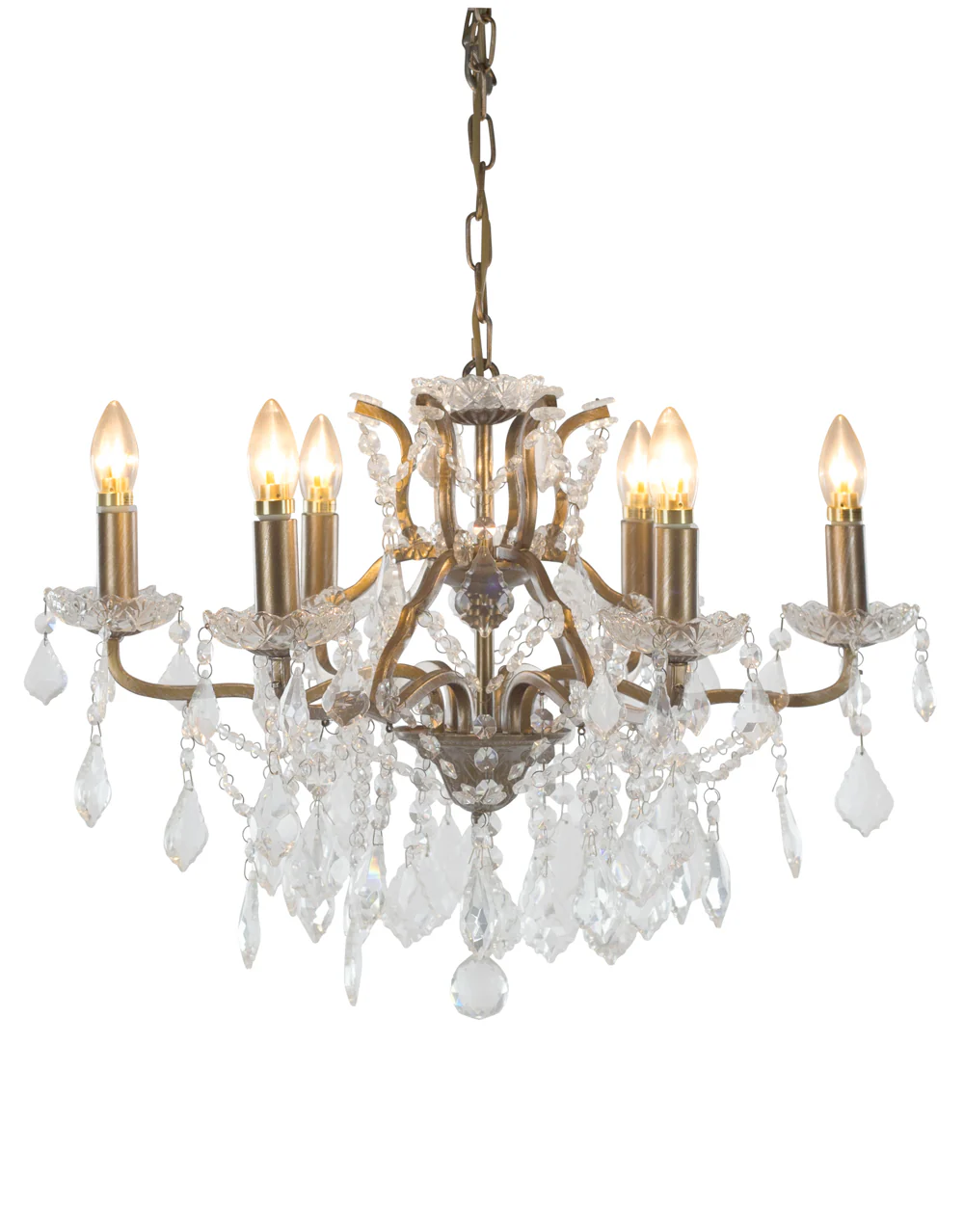 Gold 6 Branch Gold Shallow Chandelier
