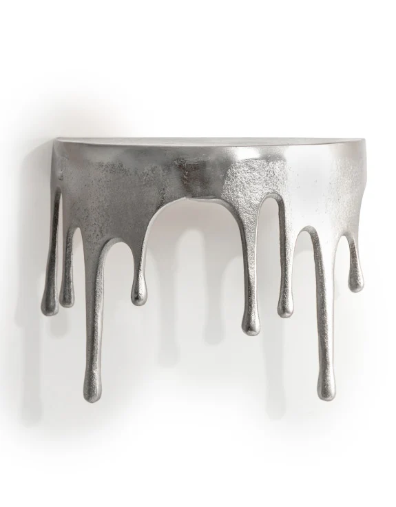 Drip Small Oval Aluminium Wall Shelf Gold Or Nickel Silver - Image 2