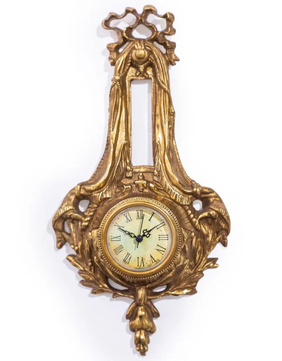 Gold Hanging Ornate Bow Wall Clock