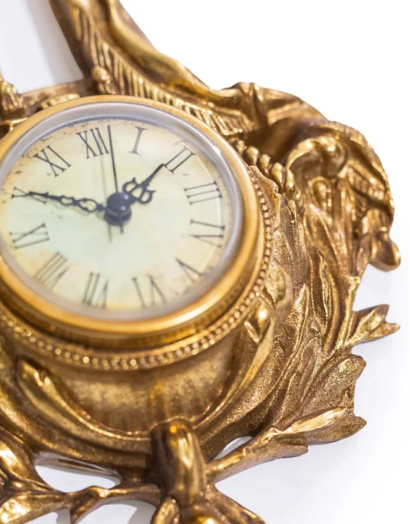 Gold Hanging Ornate Bow Wall Clock - Image 2