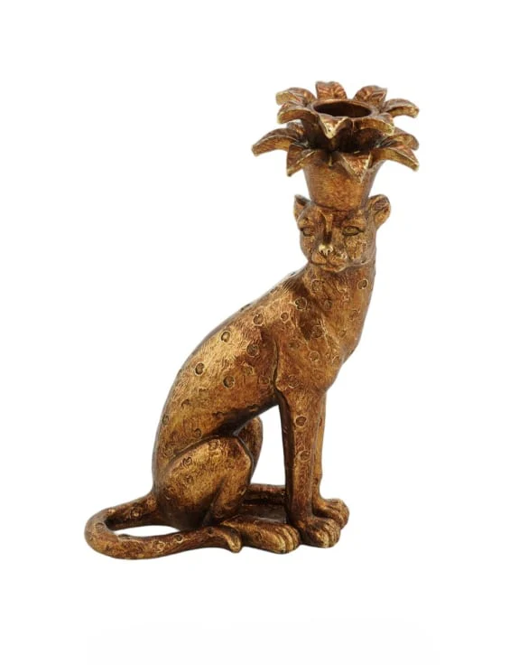 Gold Leopard Candle Holder