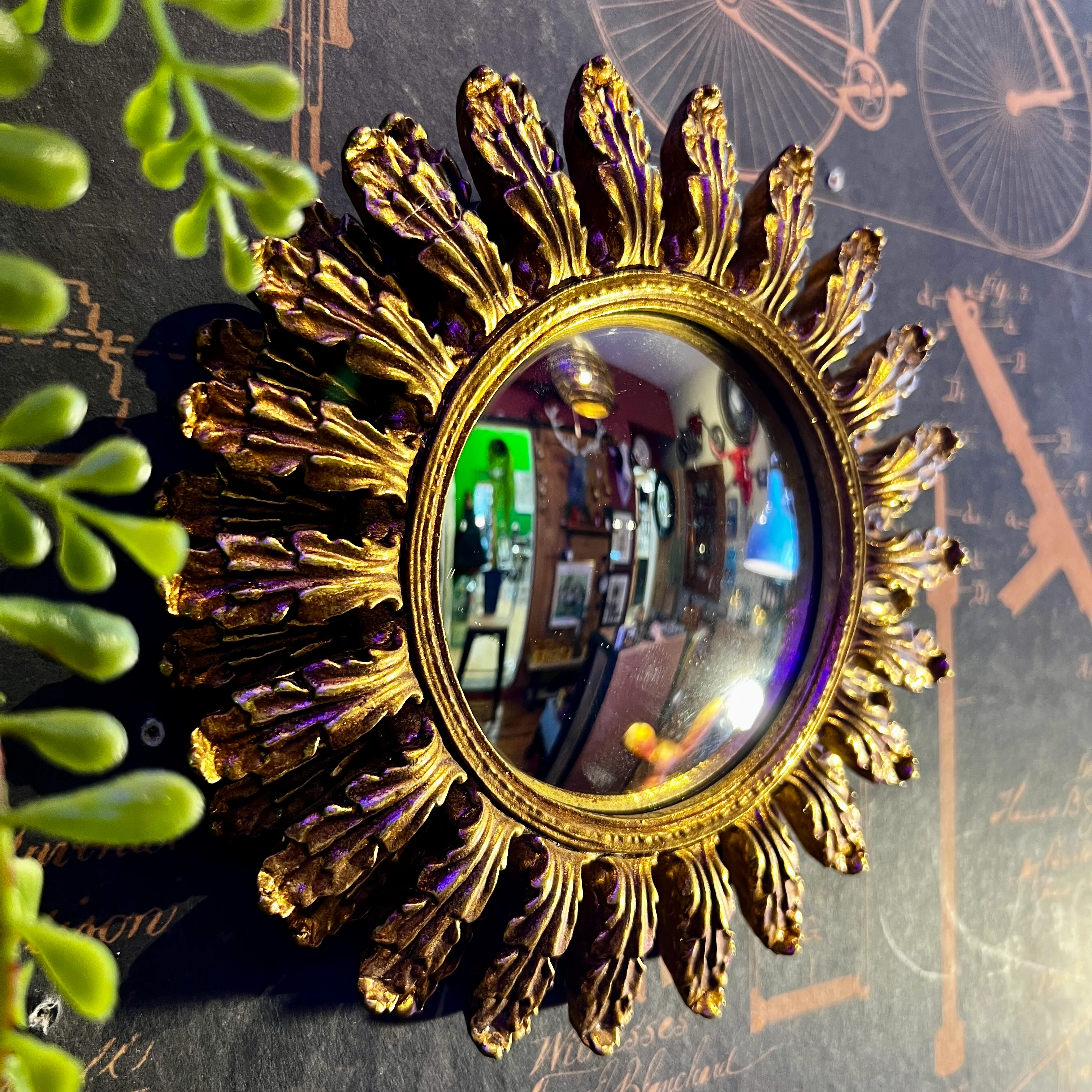 Ornate Gold Framed Small Convex Mirror