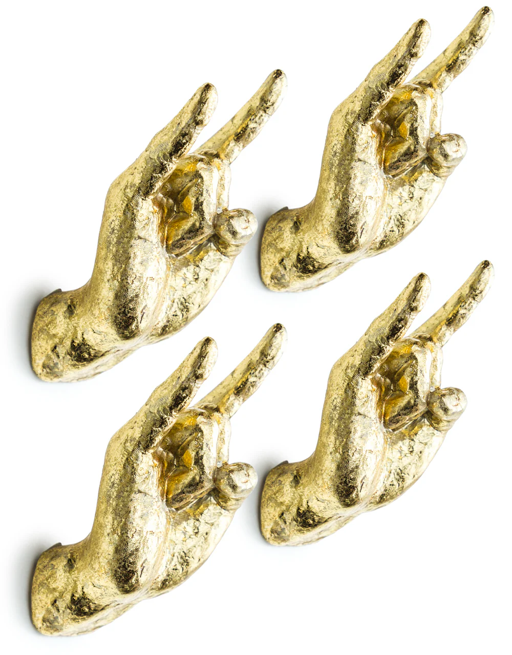 Gold Set of 4 Rock On Wall Hands - Image 3