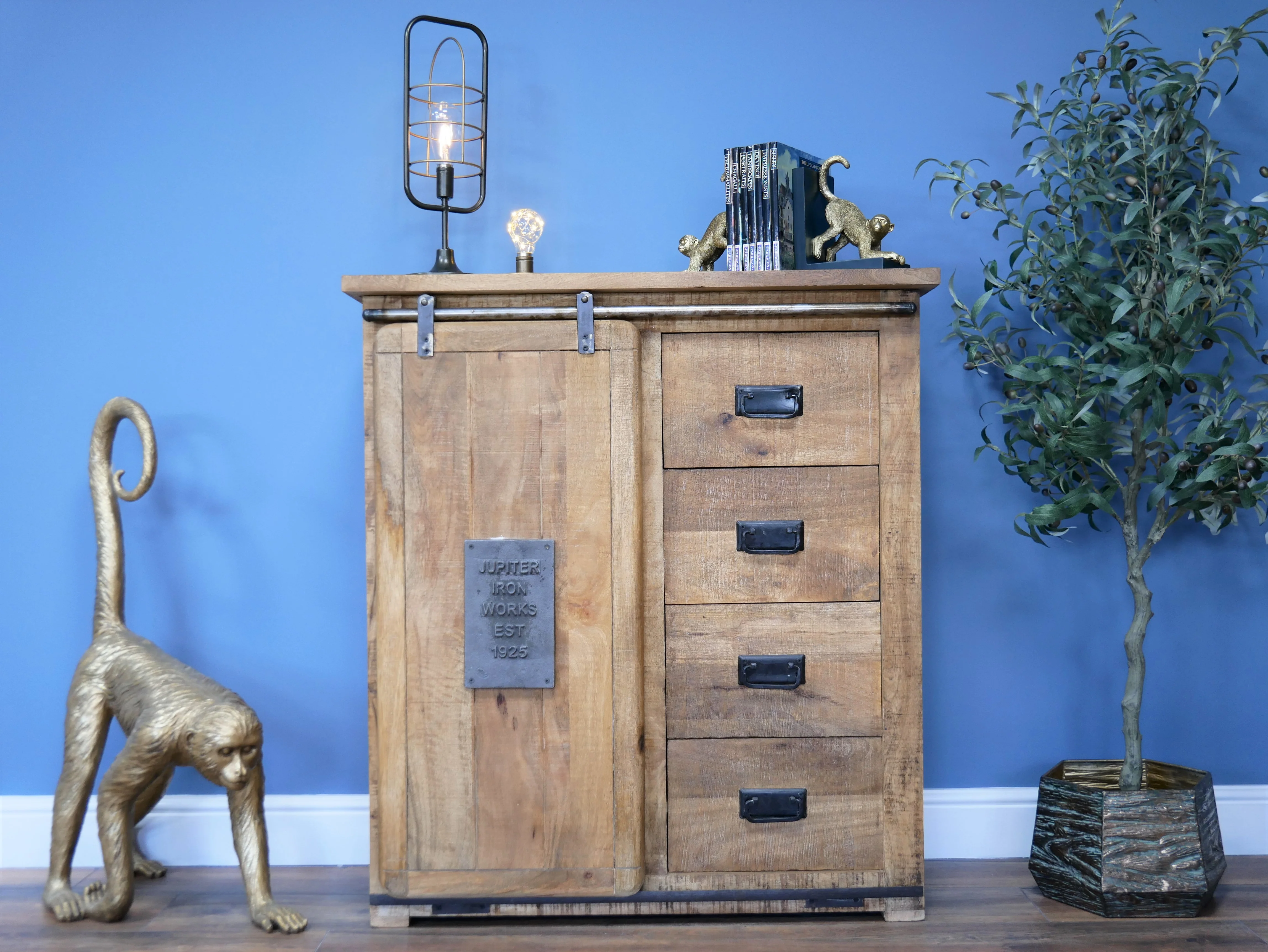 Industrial Sliding Door Cabinet With Drawers - Due May