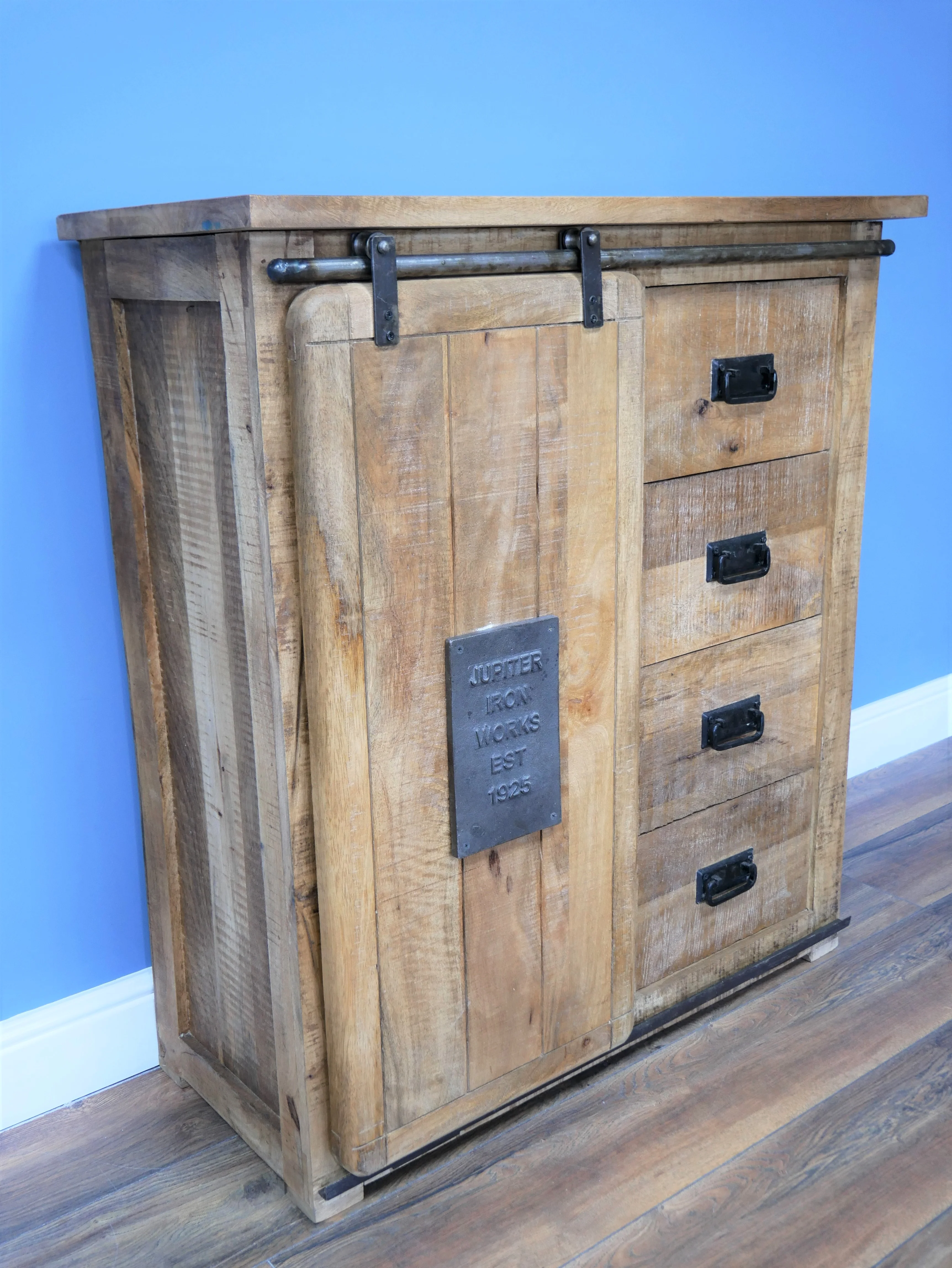 Industrial Sliding Door Cabinet With Drawers - Due May - Image 3