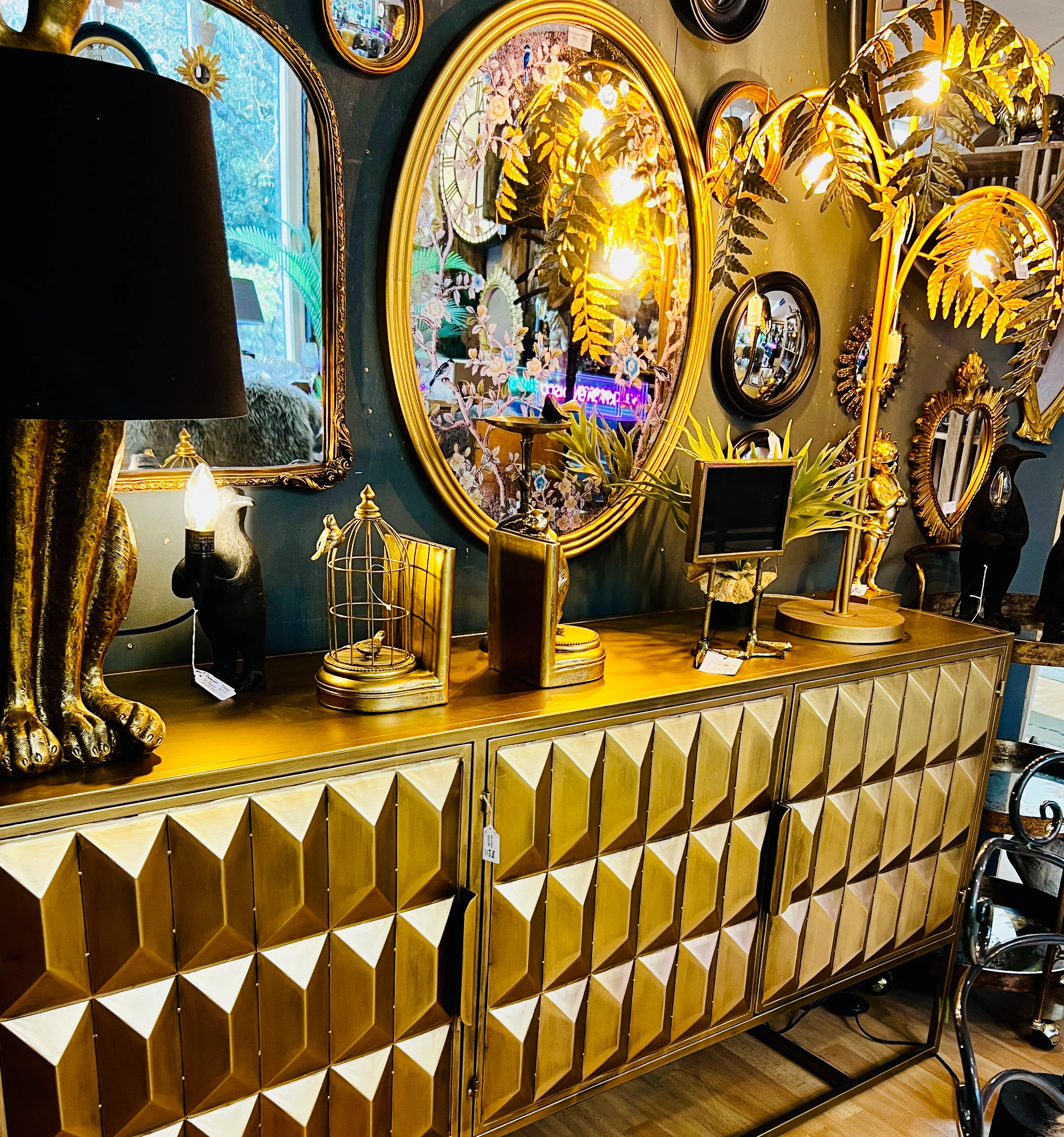 Industrial Three Door Metal Sideboard Fitzgerald Range Gold - Image 2