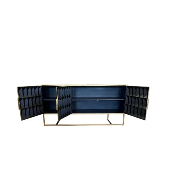Industrial Three Door Metal Sideboard Fitzgerald Range Gold - Image 3