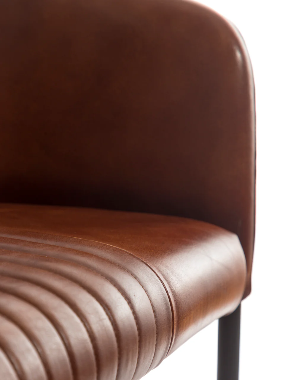 Industrial Vintage Leather & Iron Bench - Image 4