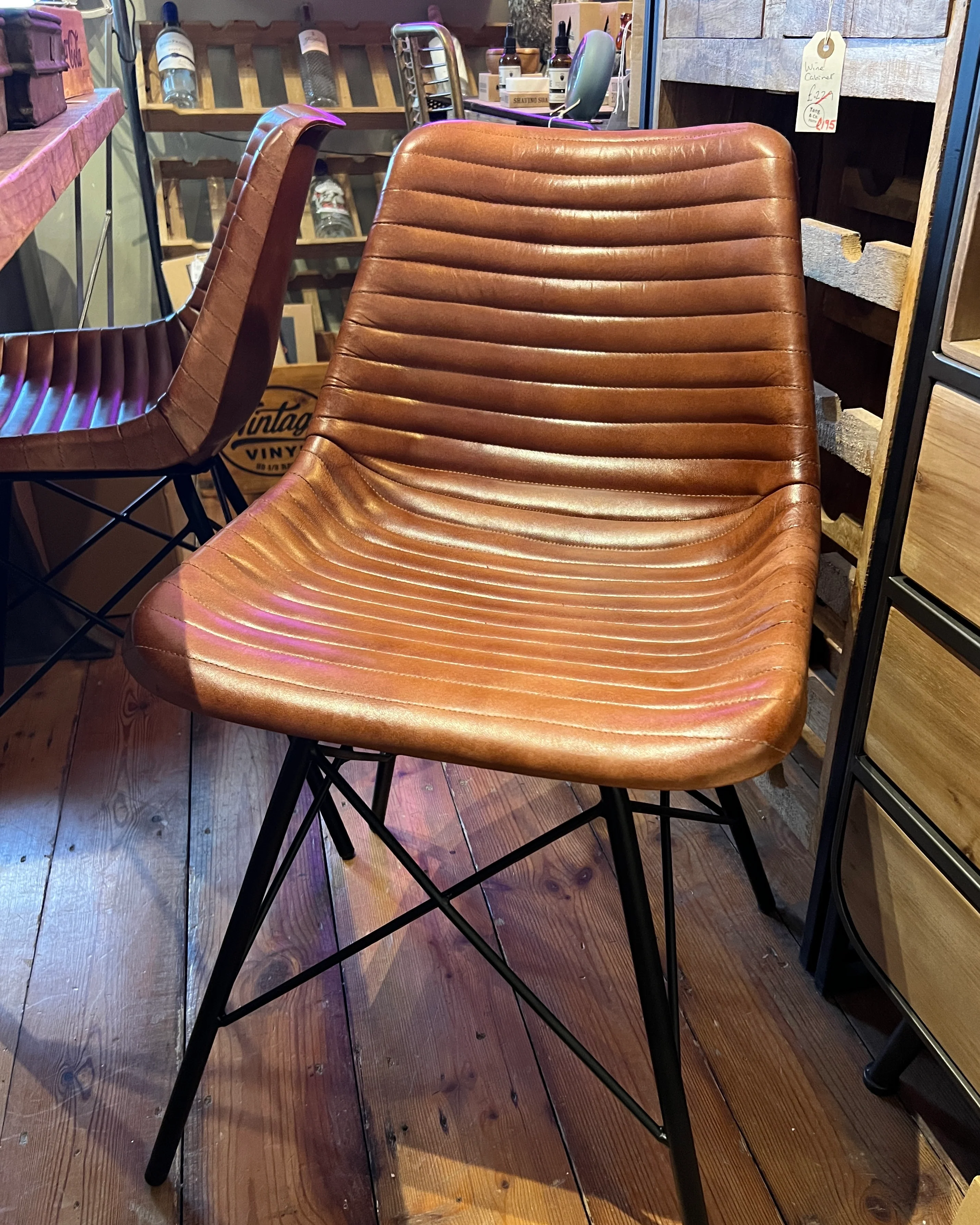 Industrial Vintage Leather & Iron Chair