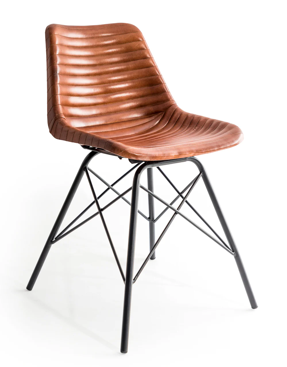 Industrial Vintage Leather & Iron Chair - Image 2