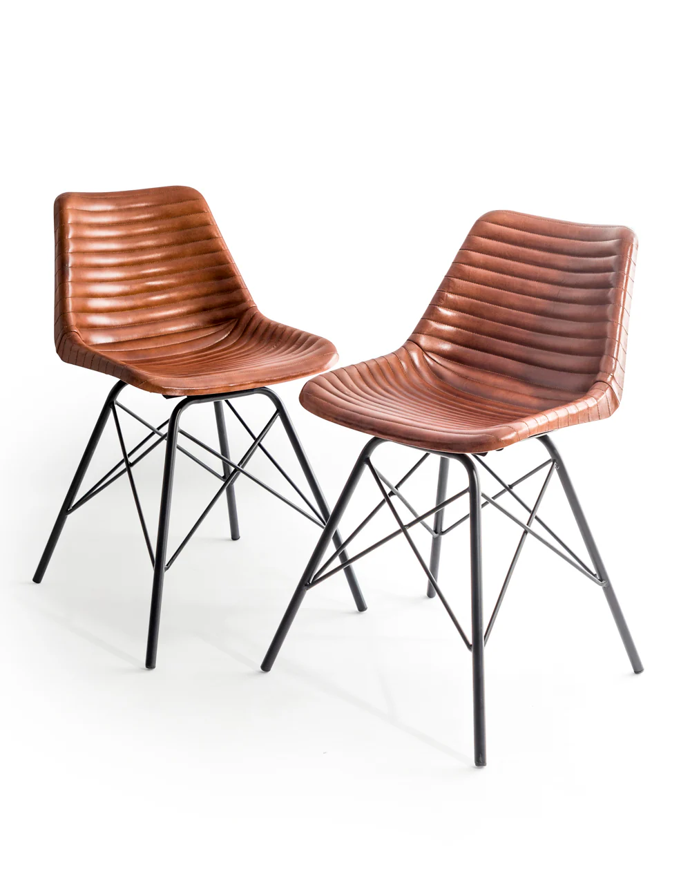Industrial Vintage Leather & Iron Chair - Image 4